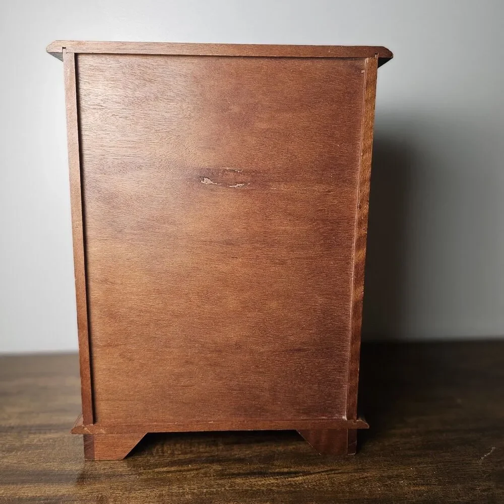Large Vintage Wooden Jewelry Armoire with Gold-Etched Plexiglass Doors